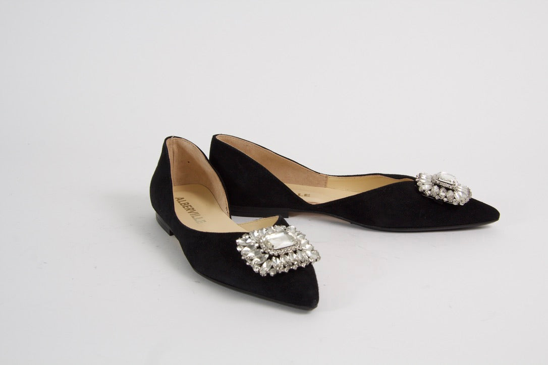 Tarantella Black Suede Ballerina Shoes