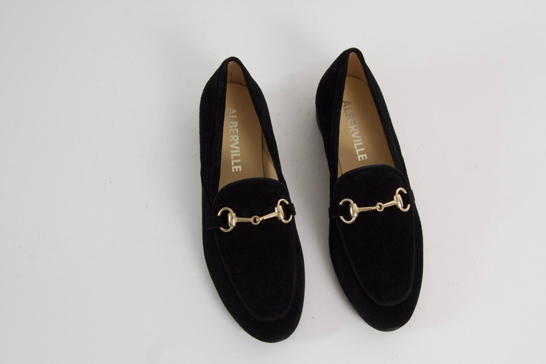 Royal Black Suede Loafers