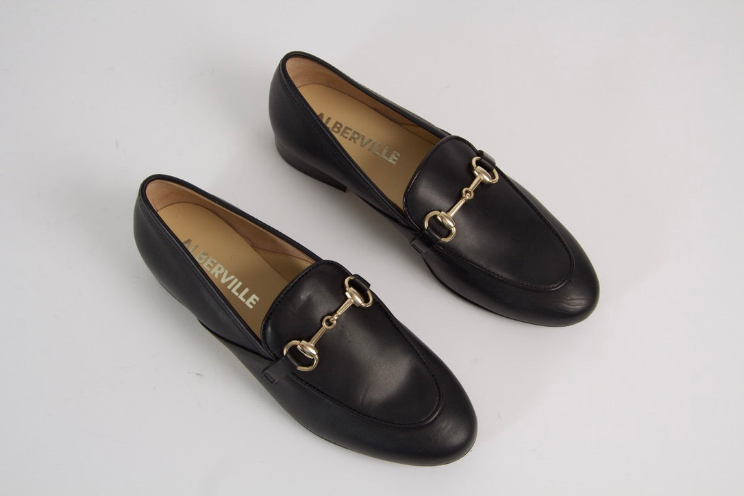 Royal Black Leather Loafers