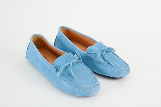 Rosalie Sky Blue Suede Moccasin
