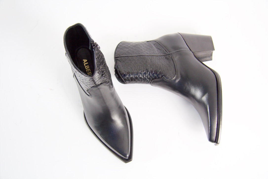Shannon Black Snake Ankle Boots