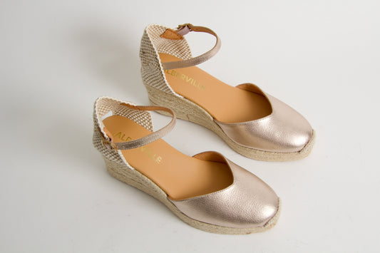 Victoria Gold Wedge Espadrilles