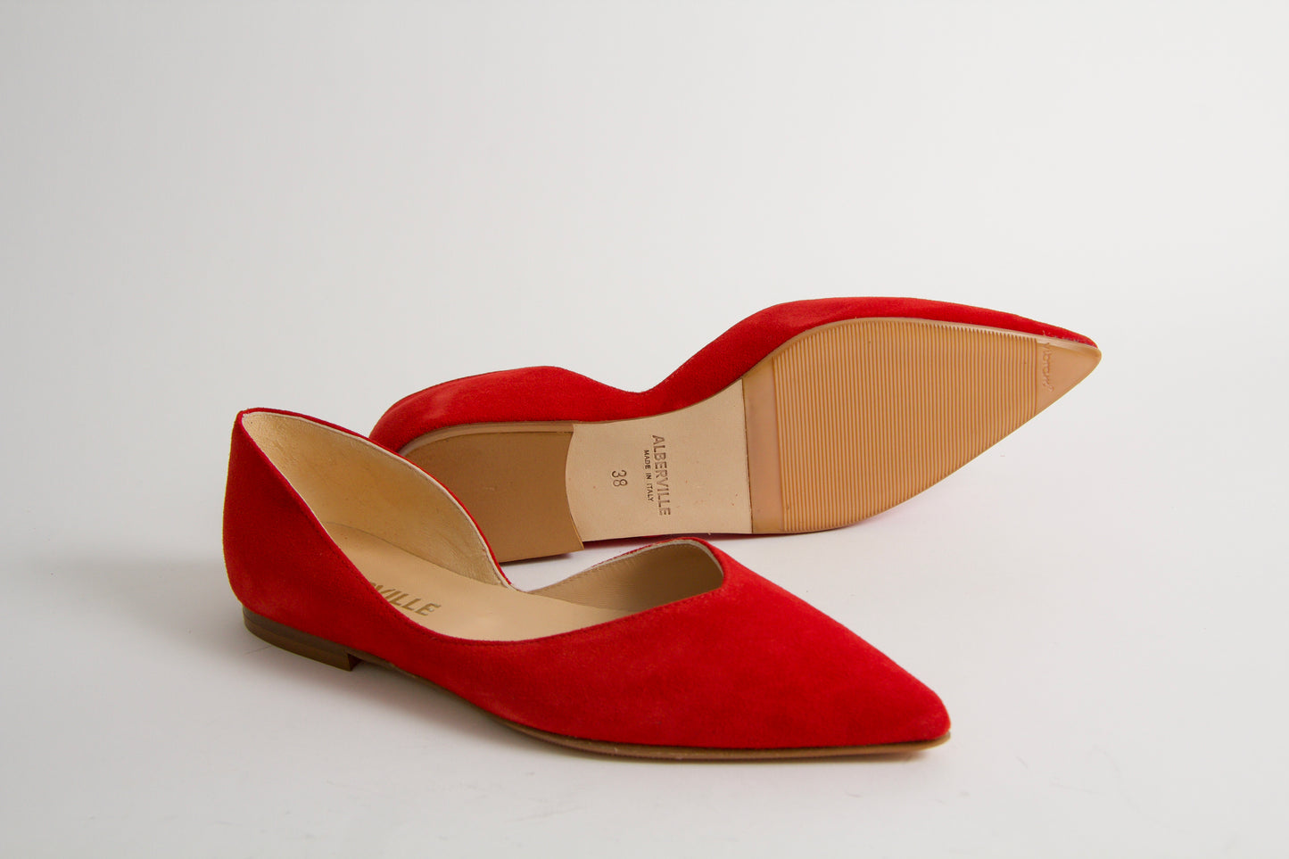 Tabitha Red Suede Ballerina Shoes