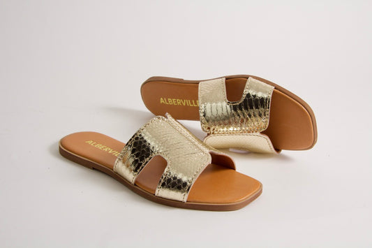 Marilyn Gold Snake Leather Sandals
