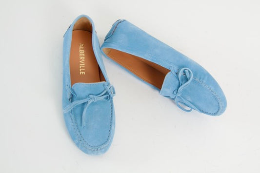 Rosalie Sky Blue Suede Moccasin