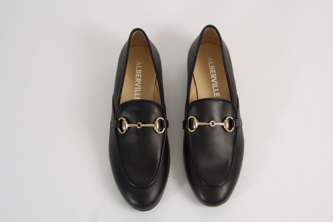 Royal Black Leather Loafers