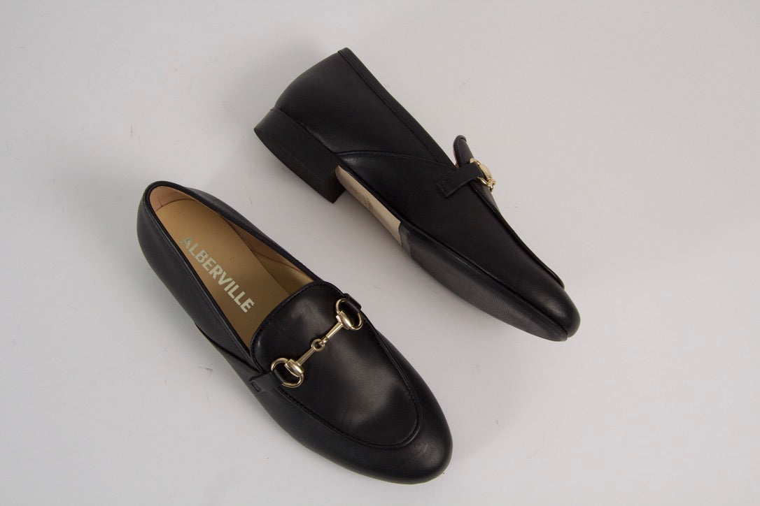 Royal Black Leather Loafers