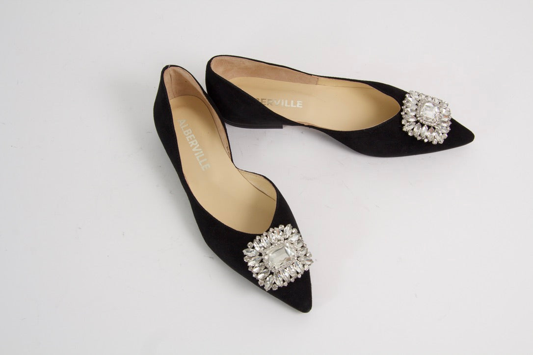 Tarantella Black Suede Ballerina Shoes