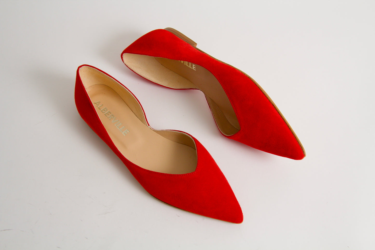Tabitha Red Suede Ballerina Shoes
