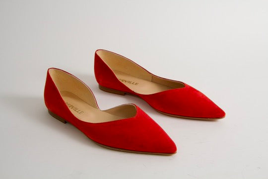 Tabitha Red Suede Ballerina Shoes