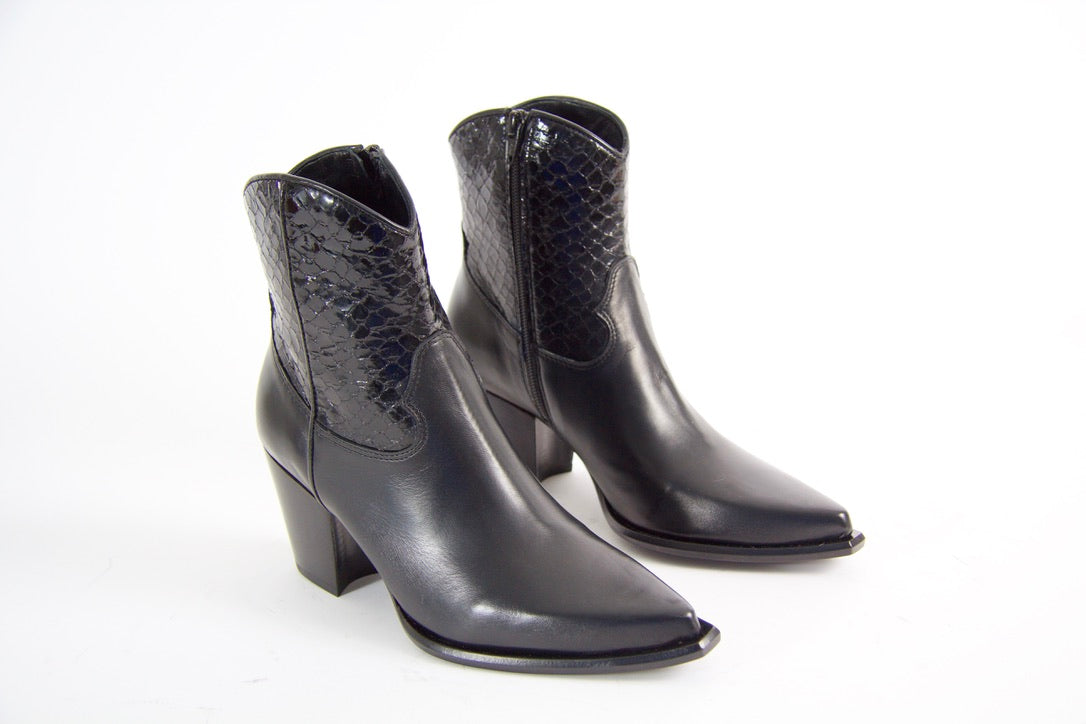 Shannon Black Snake Ankle Boots