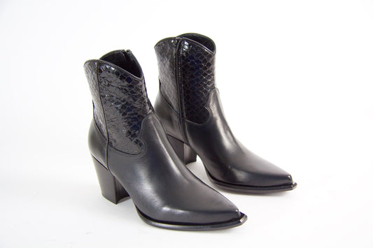 Shannon Black Snake Ankle Boots