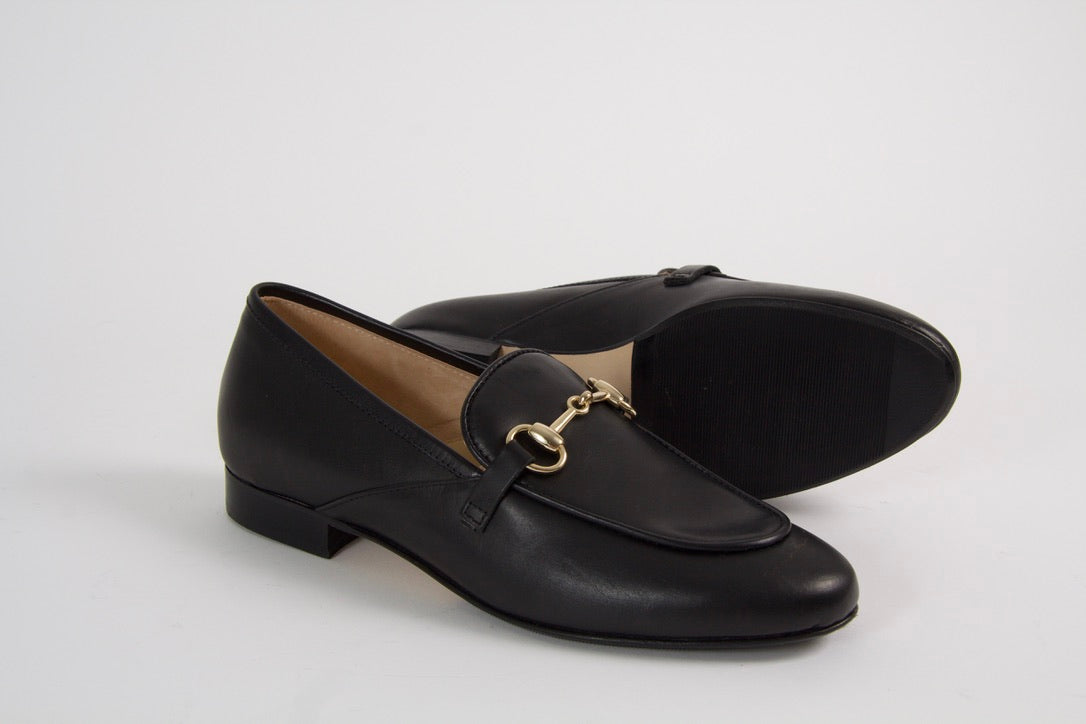 Royal Black Leather Loafers