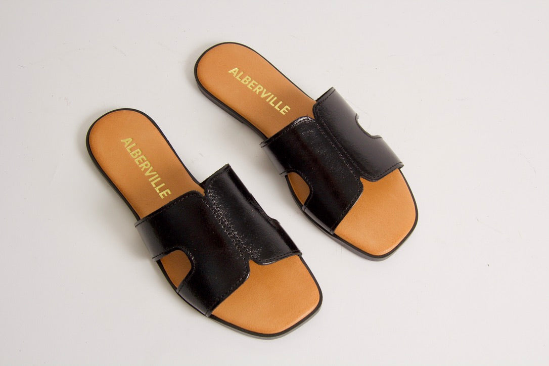 Marilyn Black Patent Leather Sandals
