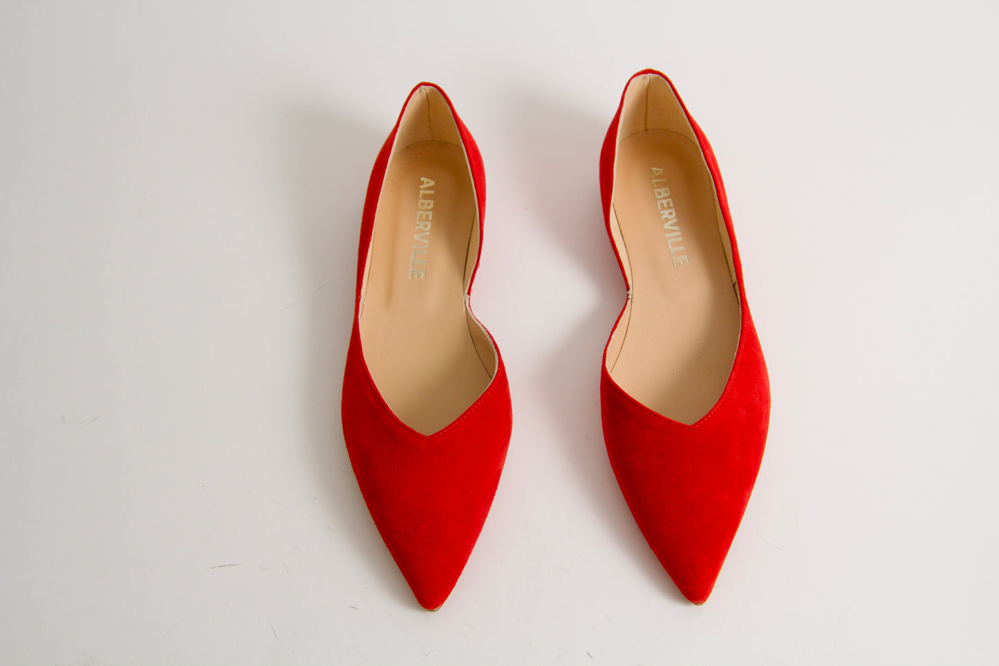 Tabitha Red Suede Ballerina Shoes