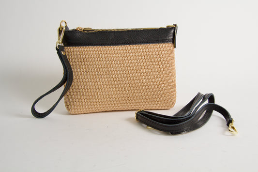 Mini Bag Rafia Natural Black