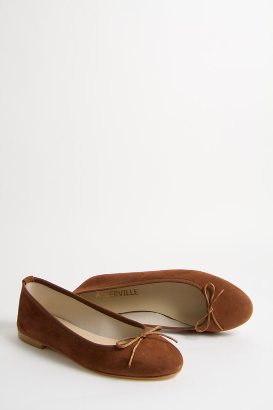 Vanessa Brown Suede Ballerina Shoes