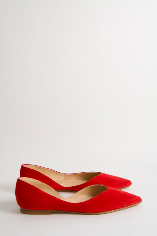 Tabitha Red Suede Ballerina Shoes