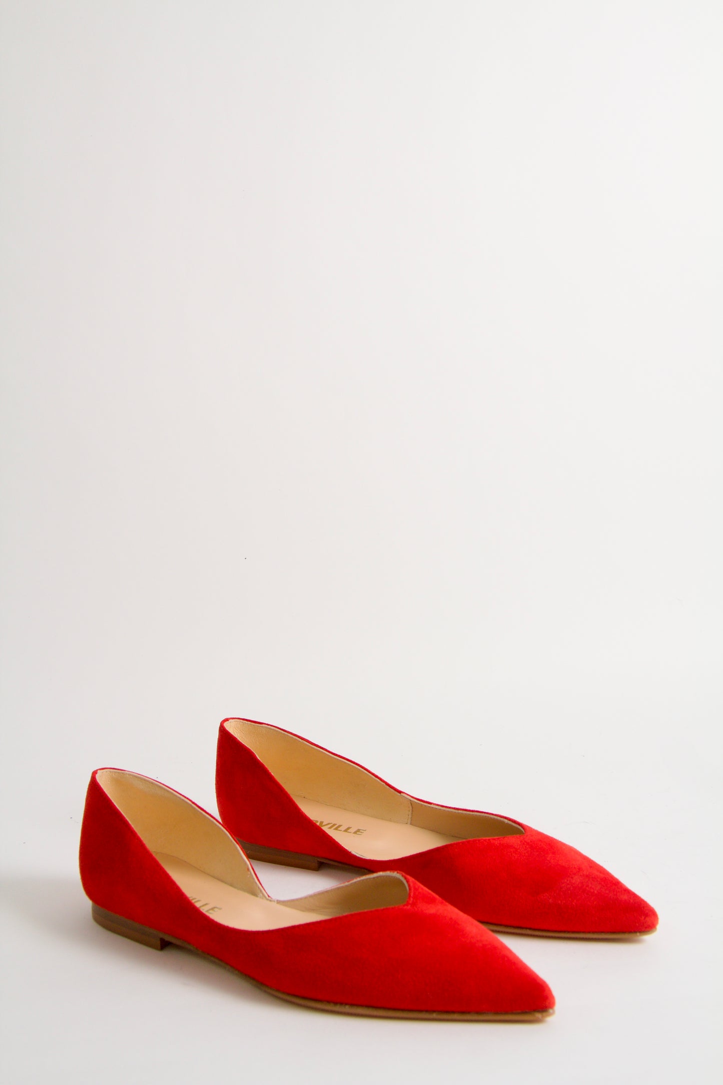 Tabitha Red Suede Ballerina Shoes