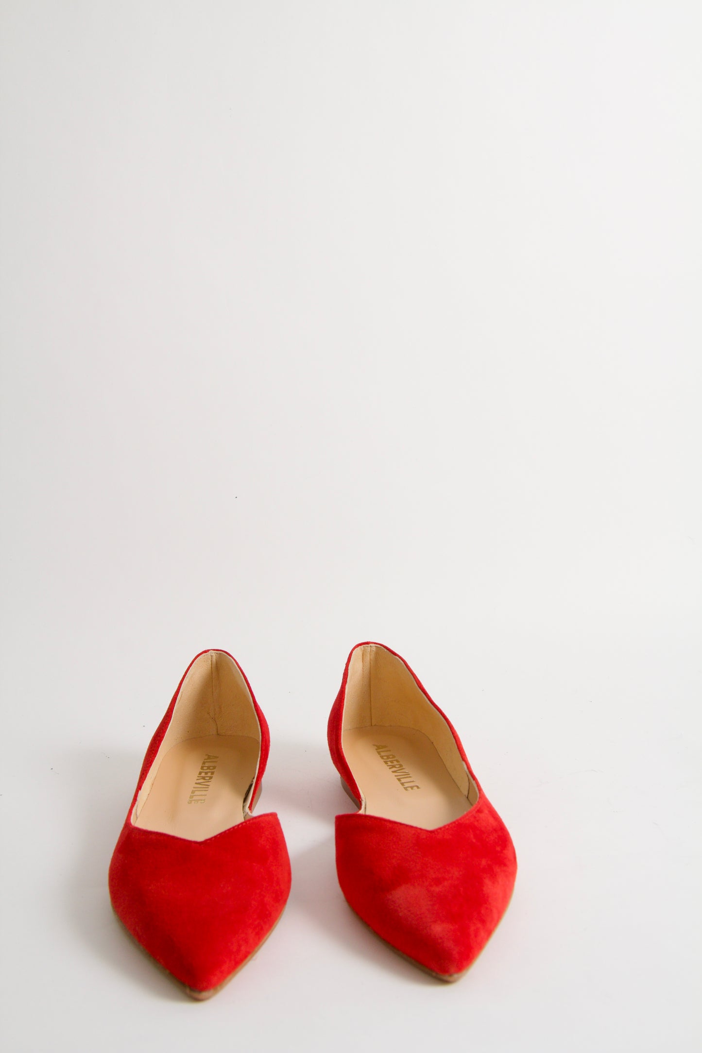 Tabitha Red Suede Ballerina Shoes