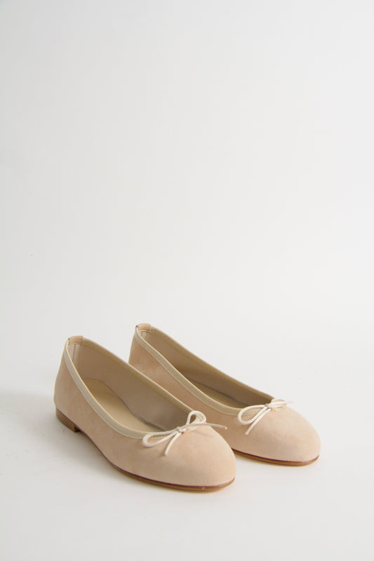Vanessa Nude Suede Ballerina Shoes
