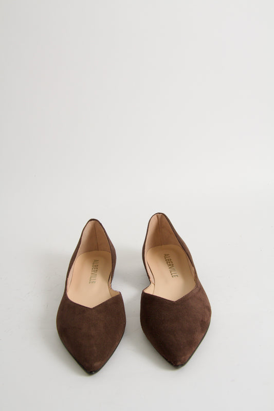 Tabitha Chocolate Brown Suede Ballerina Shoes