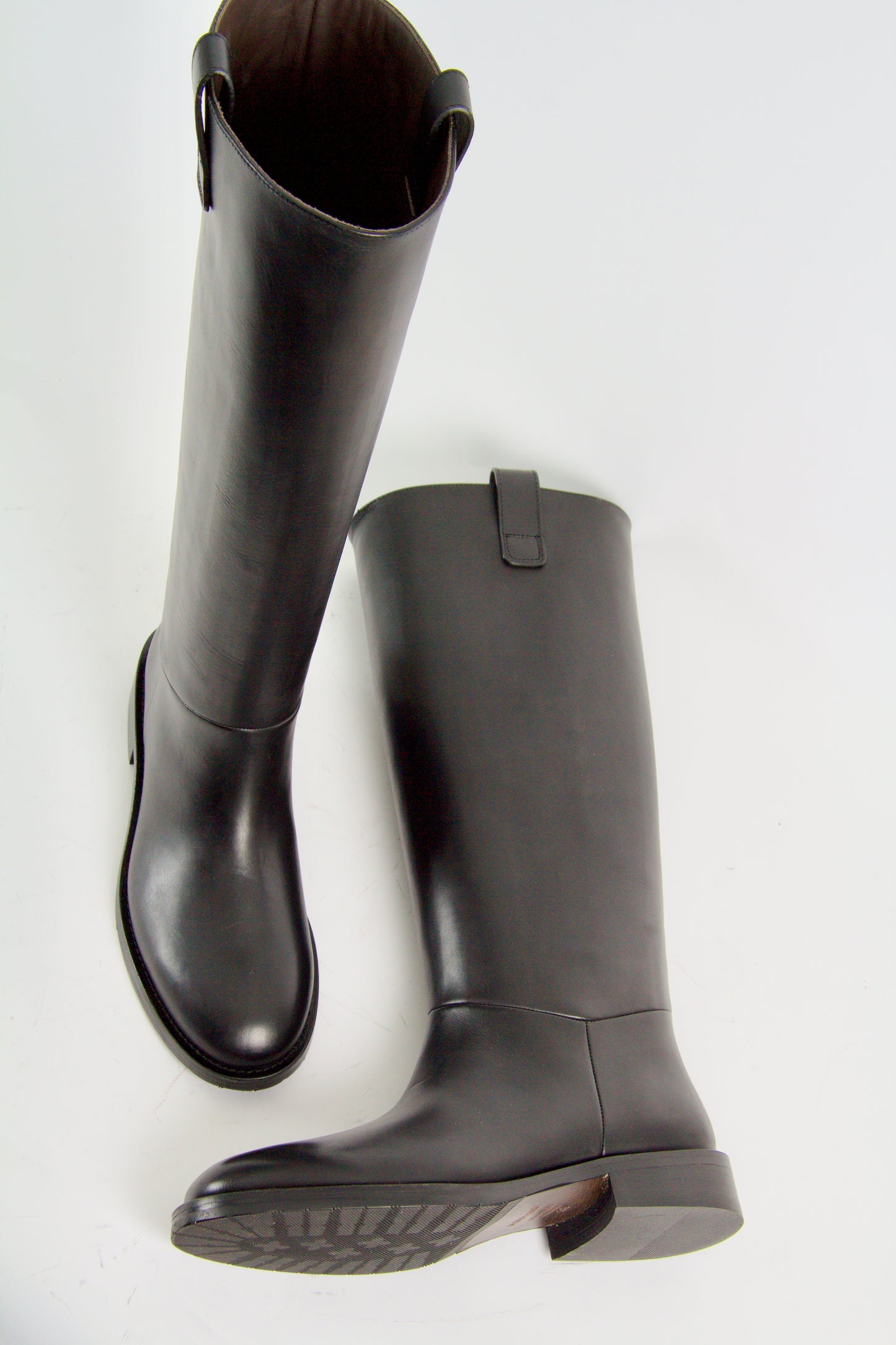Williams Black Leather Knee-High Boots