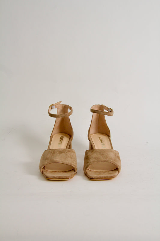 Rosa Sandaletter i Nougat Mocka