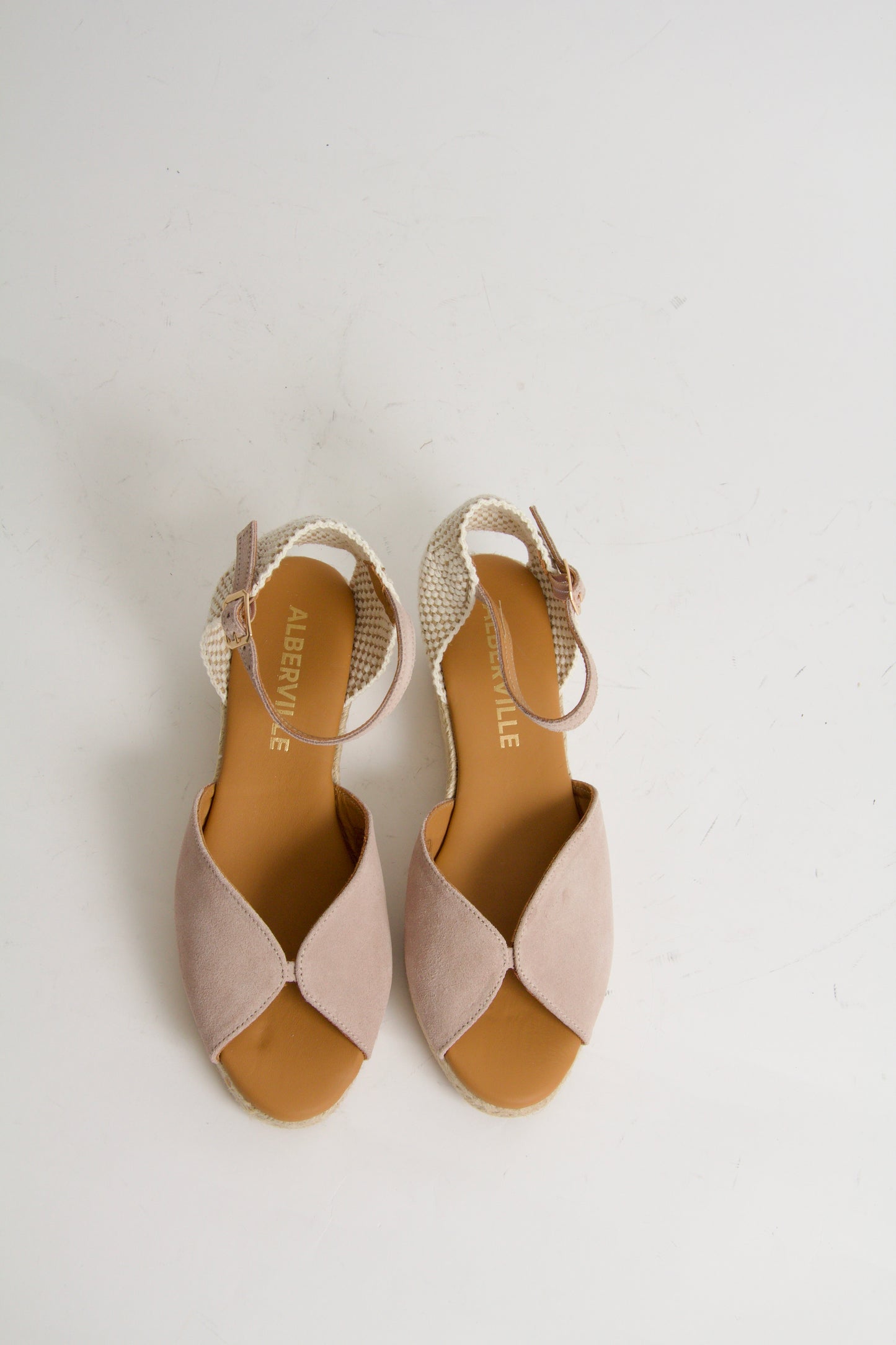 Yahia Ljusrosa Mocka Espadrillos med Kilklack