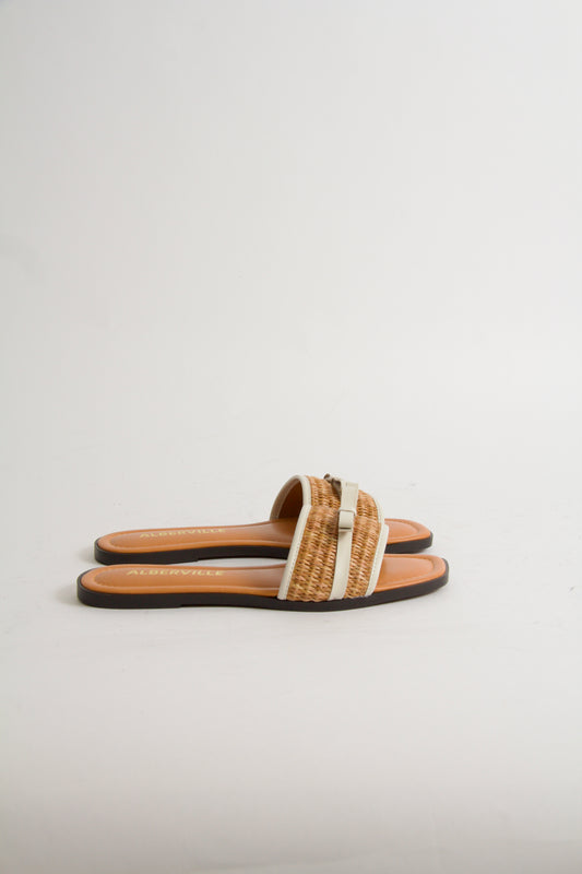 Yonis Offwhite + Natural Raffia Sandals