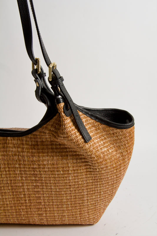 Carlotta Tote Bag Raffia Natural Black