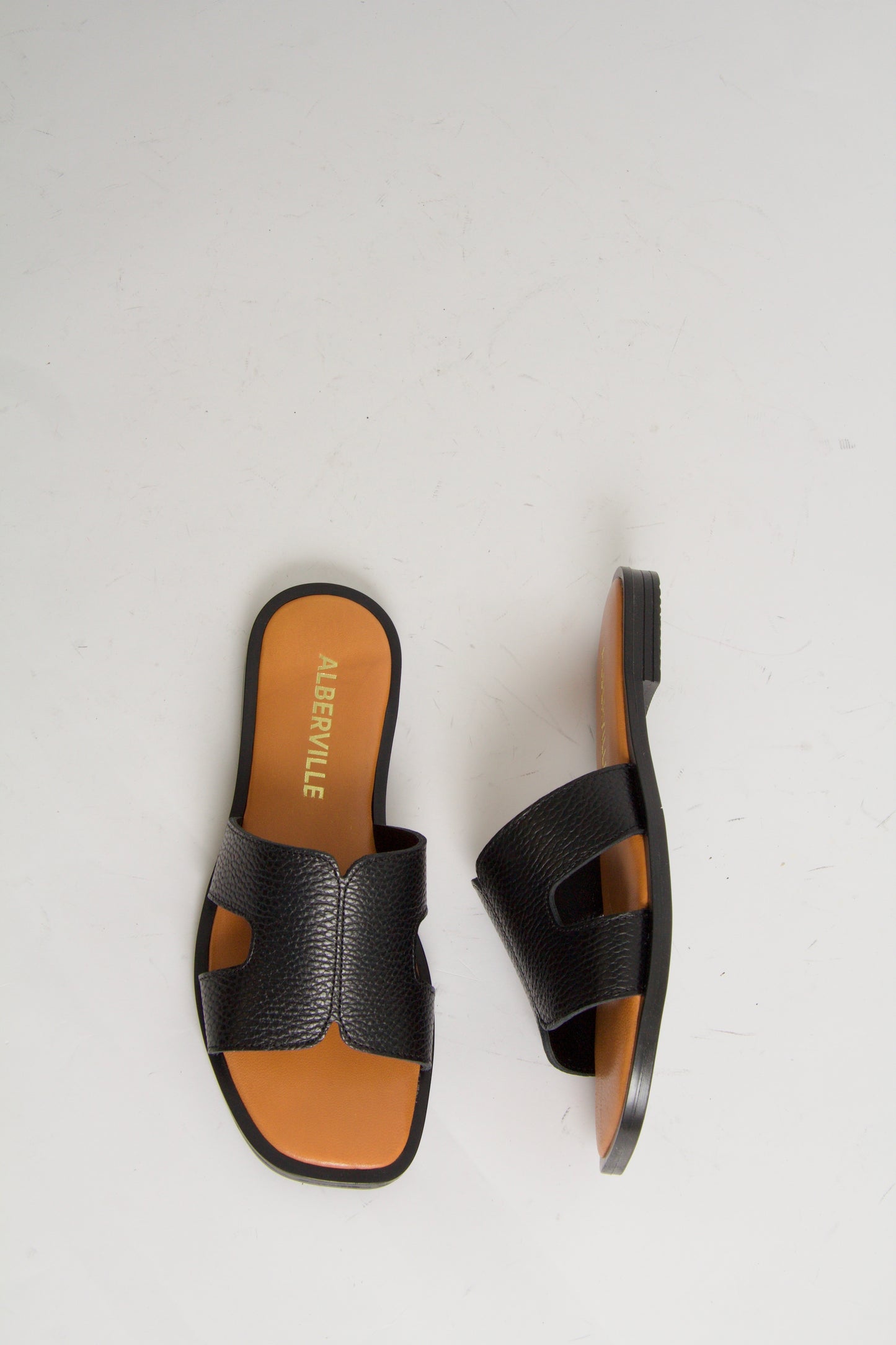 Yvon Black Leather Sandals