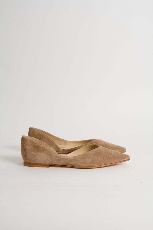Tabitha Nougat Suede Ballerina Shoes