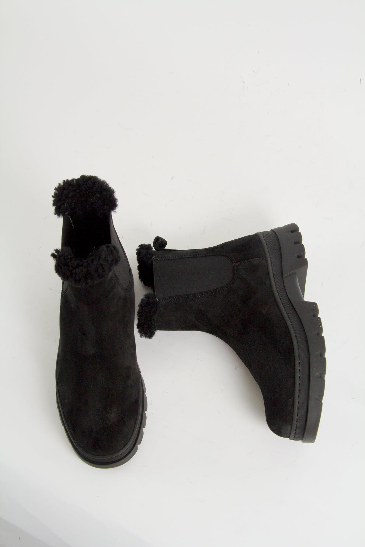 Winter Black Suede Chelsea Boots