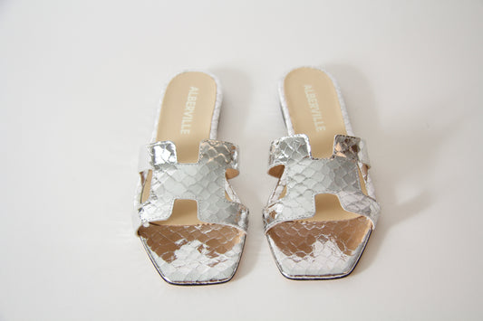 Kay Silver Snake Sandals