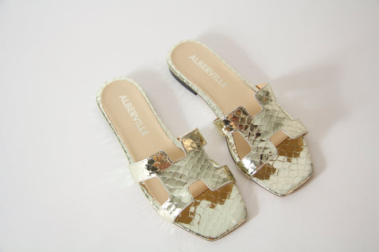 Kay Gold Snake Sandals