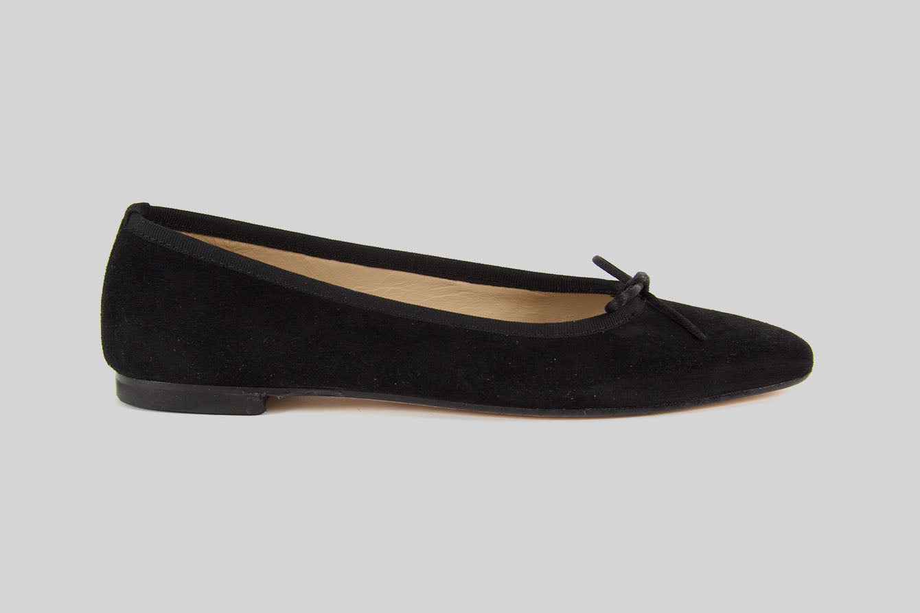 Maxine Black Suede Ballerina