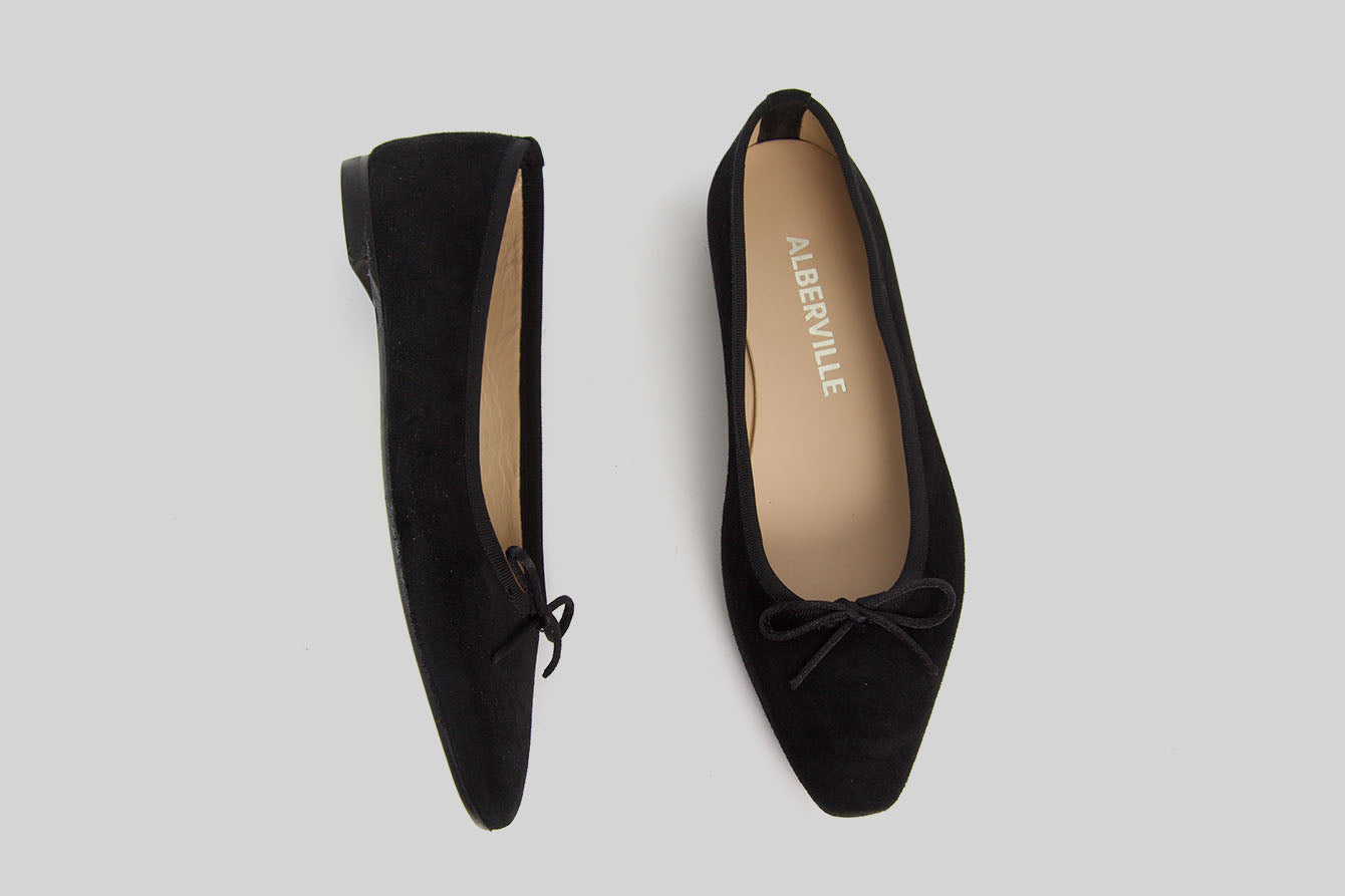 Maxine Black Suede Ballerina