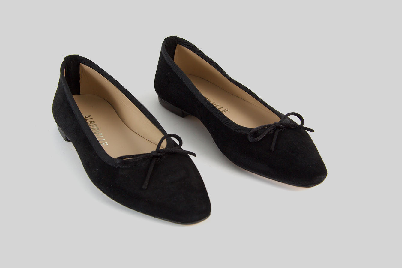 Maxine Black Suede Ballerina