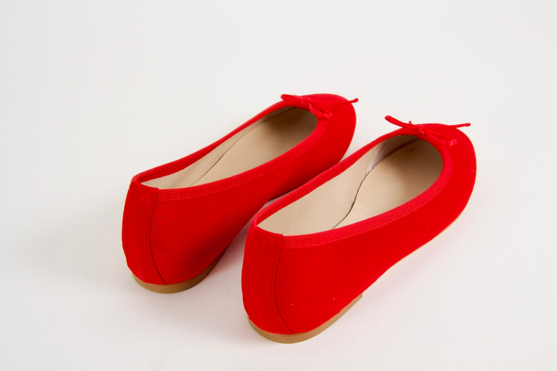 Vanessa Red Suede Ballerina Shoes