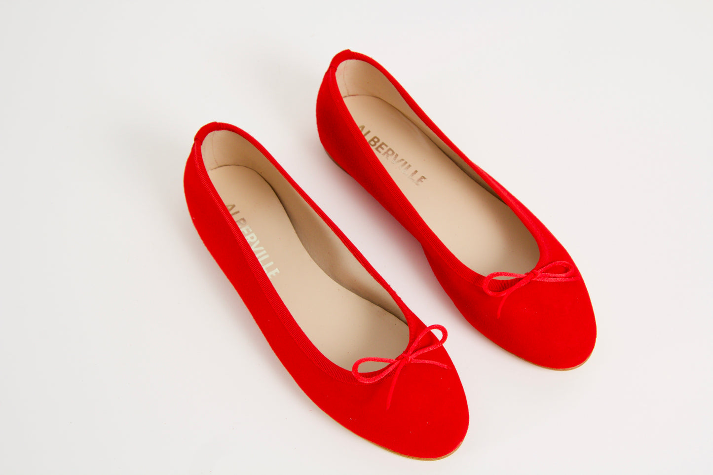 Vanessa Red Suede Ballerina Shoes