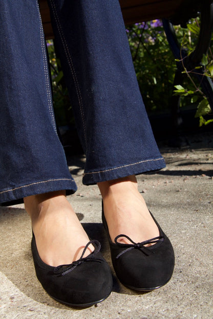 Vanessa Black Suede Ballerina Shoes