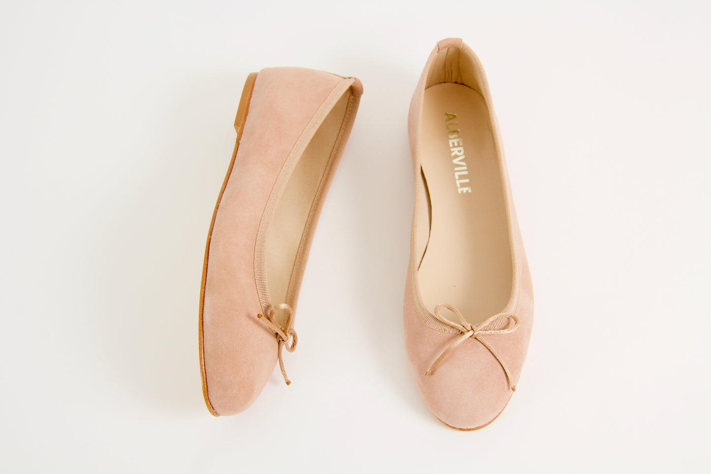 Vanessa Nude Suede Ballerina Shoes