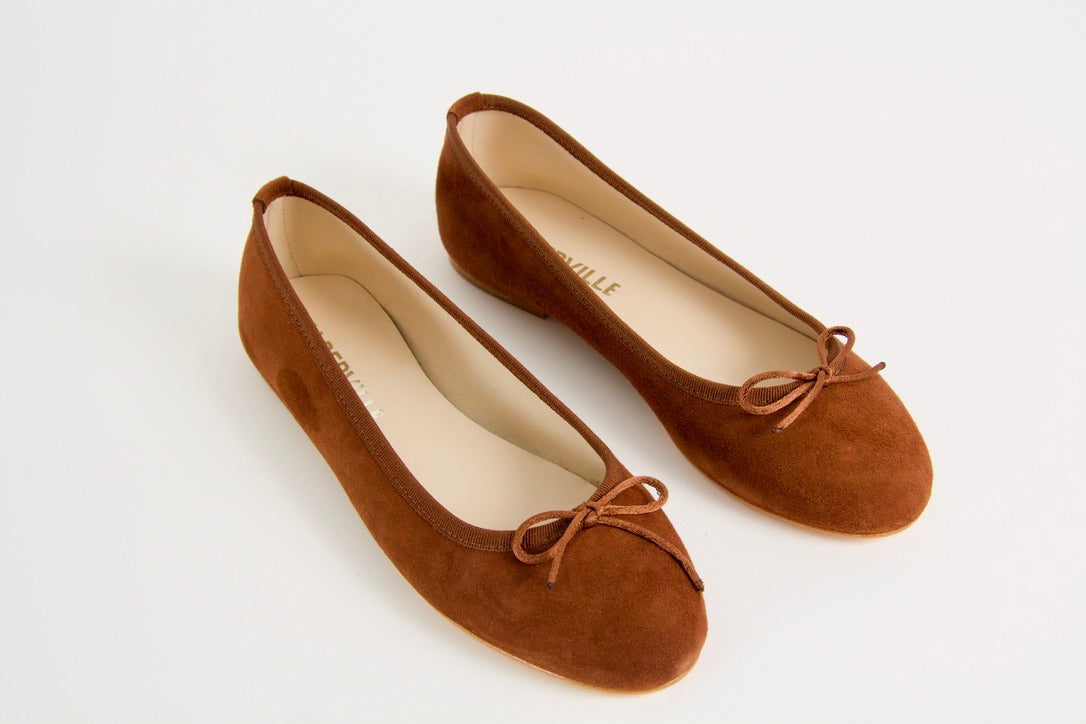 Vanessa Brown Suede Ballerina Shoes