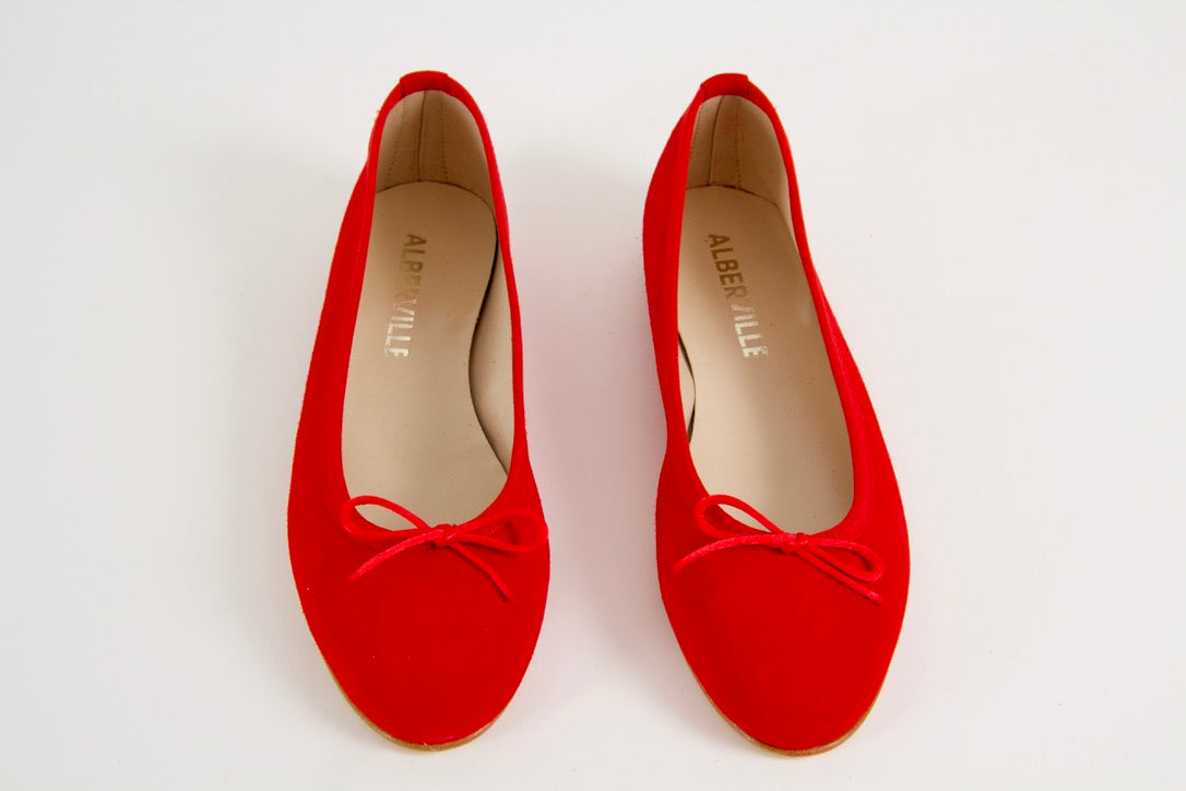 Vanessa Red Suede Ballerina Shoes