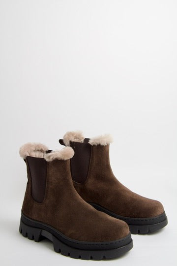 Winter Cheslea Boots i Mörkbrun Mocka