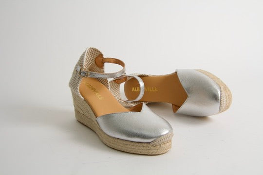 Victoria Silver Espadrillos med Kilklack