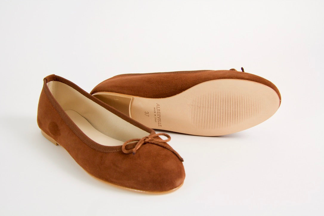 Vanessa Brown Suede Ballerina Shoes