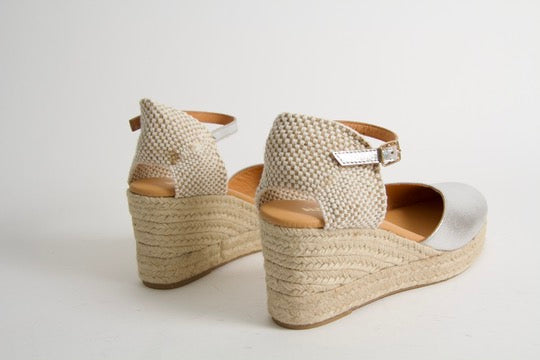 Victoria Silver Espadrillos med Kilklack