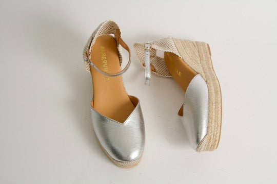 Victoria Silver Espadrillos med Kilklack